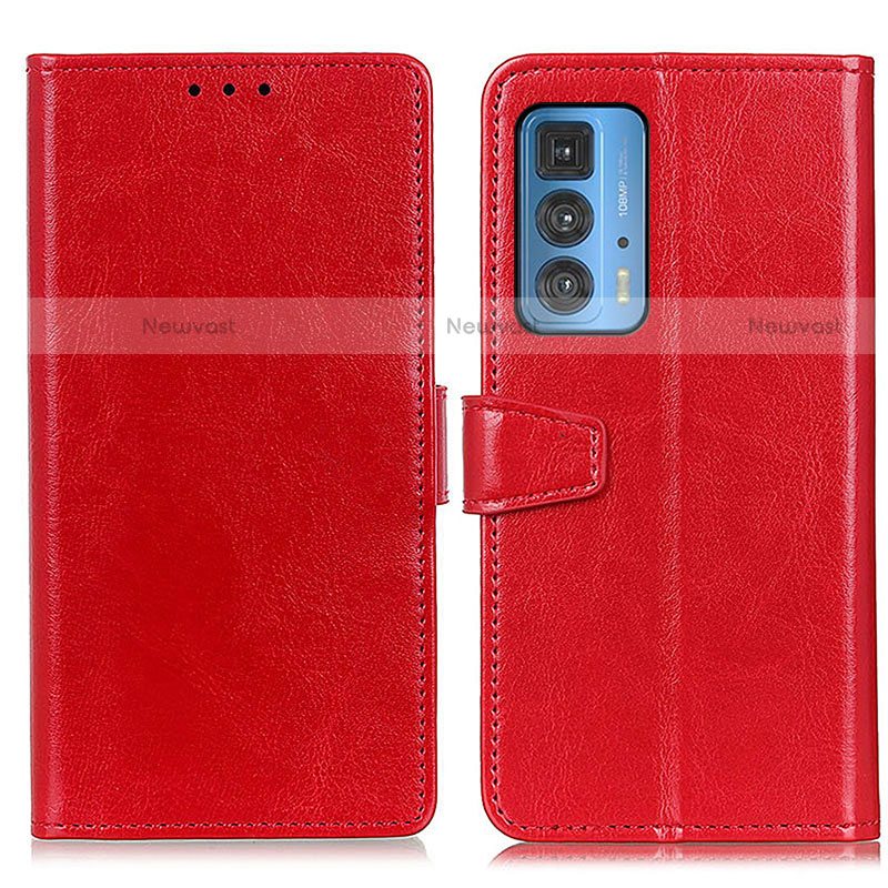 Leather Case Stands Flip Cover Holder A06D for Motorola Moto Edge 20 Pro 5G Red