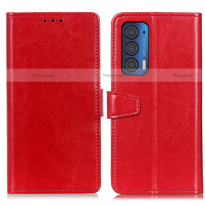 Leather Case Stands Flip Cover Holder A06D for Motorola Moto Edge (2021) 5G Red