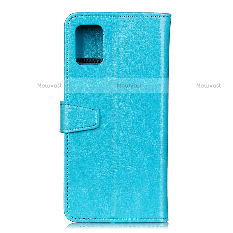 Leather Case Stands Flip Cover Holder A06D for Motorola Moto G100 5G Sky Blue