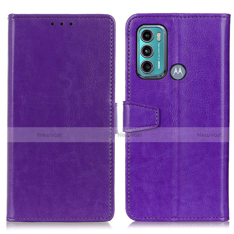 Leather Case Stands Flip Cover Holder A06D for Motorola Moto G40 Fusion Purple