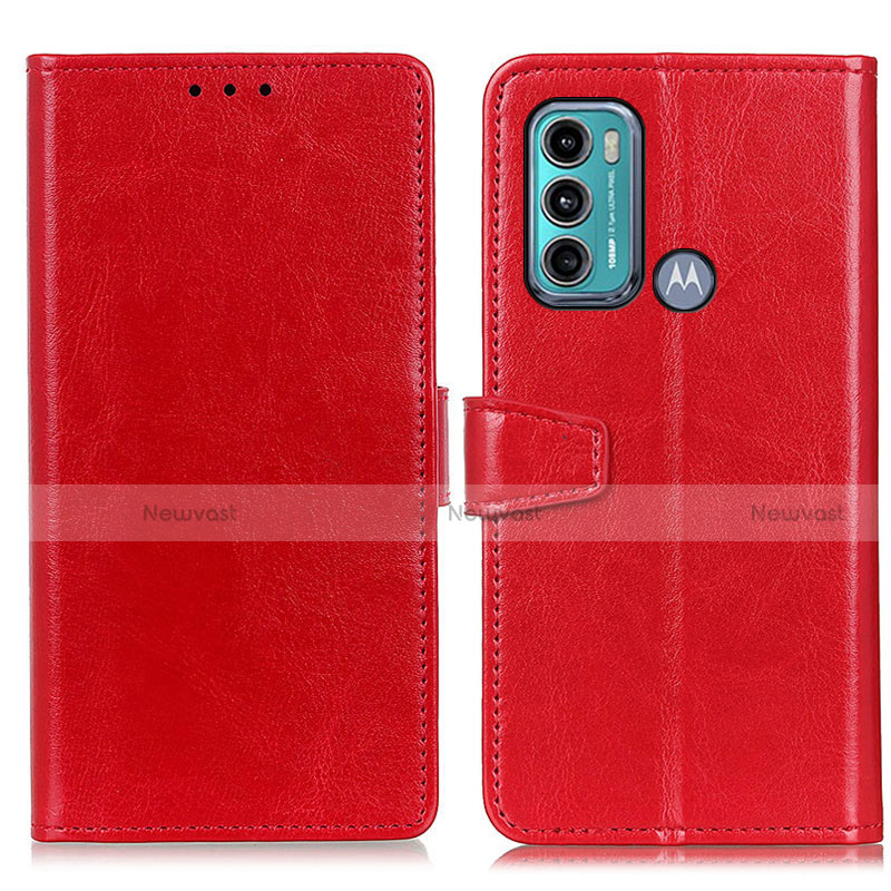 Leather Case Stands Flip Cover Holder A06D for Motorola Moto G40 Fusion Red