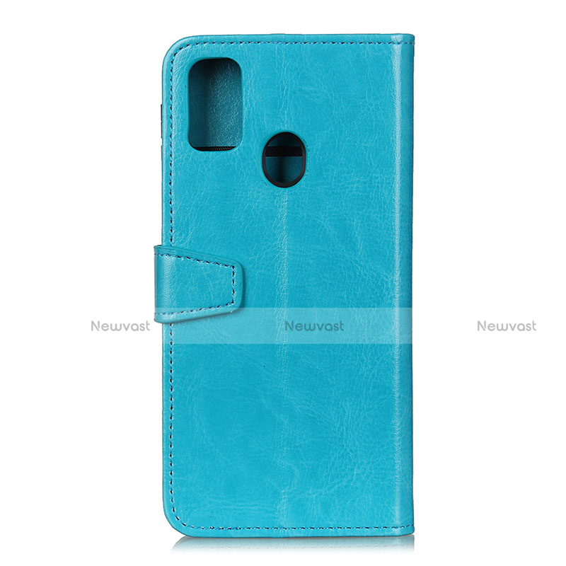 Leather Case Stands Flip Cover Holder A06D for Motorola Moto G41 Sky Blue