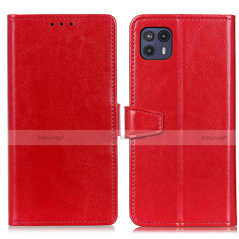 Leather Case Stands Flip Cover Holder A06D for Motorola Moto G50 5G Red