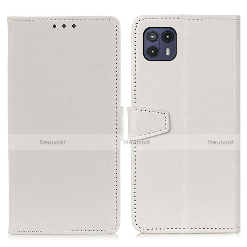 Leather Case Stands Flip Cover Holder A06D for Motorola Moto G50 5G White