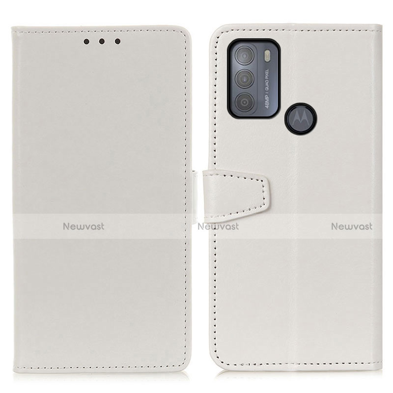 Leather Case Stands Flip Cover Holder A06D for Motorola Moto G50 White