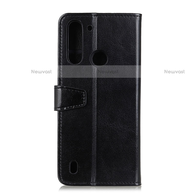Leather Case Stands Flip Cover Holder A06D for Motorola Moto One Fusion Black