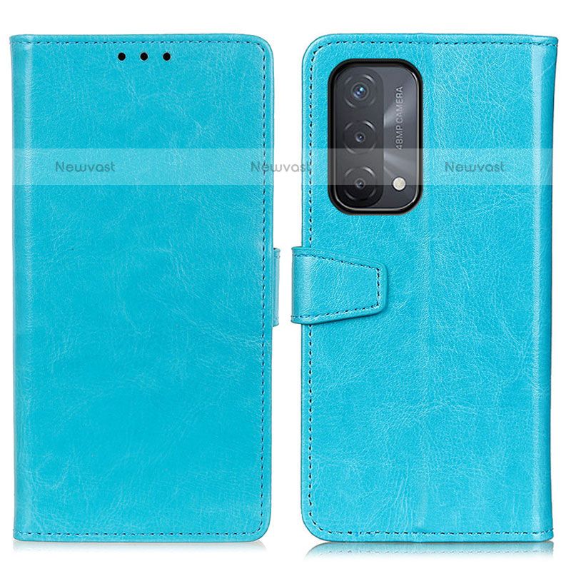 Leather Case Stands Flip Cover Holder A06D for OnePlus Nord N200 5G Sky Blue