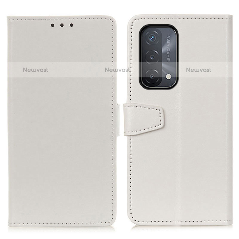 Leather Case Stands Flip Cover Holder A06D for OnePlus Nord N200 5G White