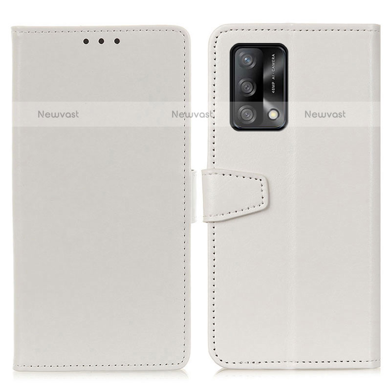 Leather Case Stands Flip Cover Holder A06D for Oppo A74 4G White