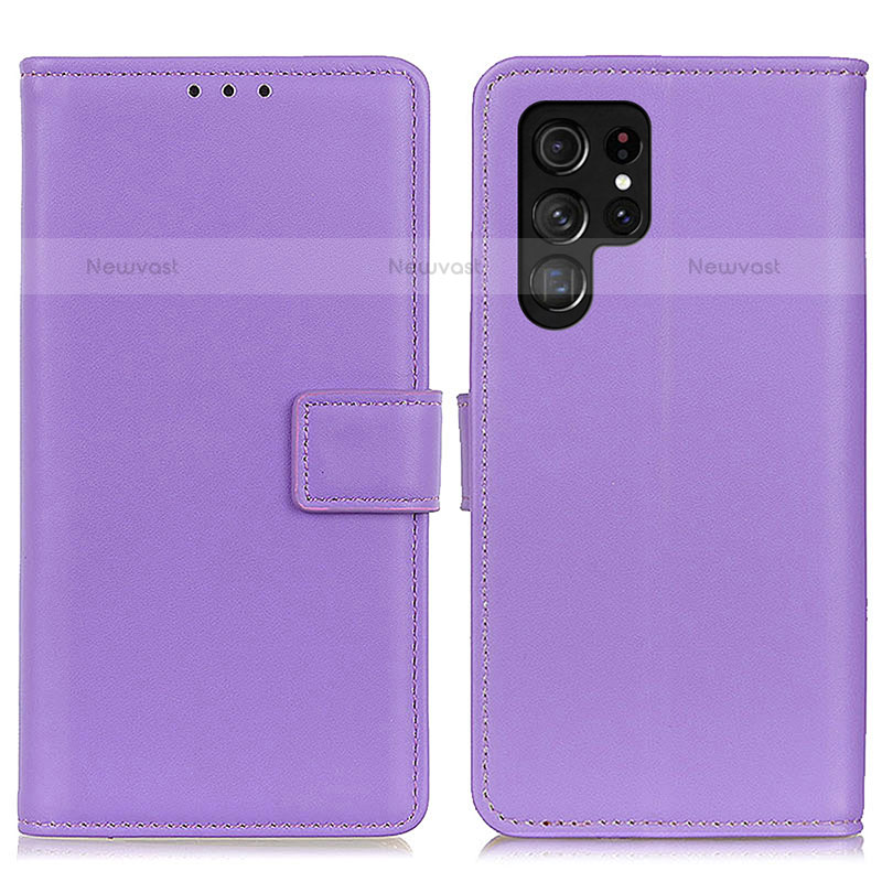 Leather Case Stands Flip Cover Holder A06D for Samsung Galaxy S21 Ultra 5G Purple