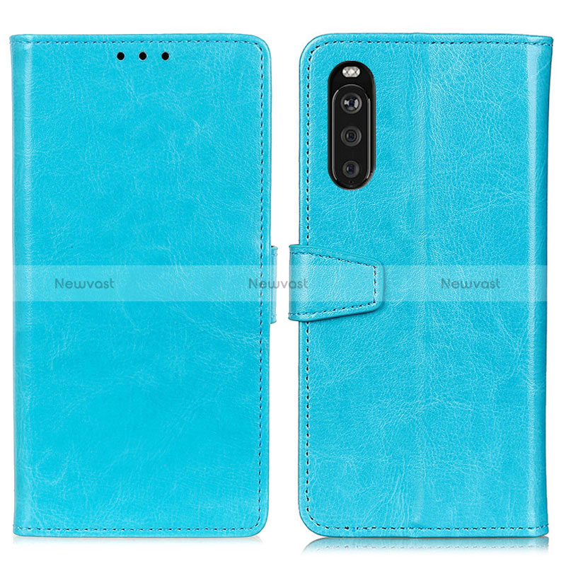 Leather Case Stands Flip Cover Holder A06D for Sony Xperia 10 III Sky Blue