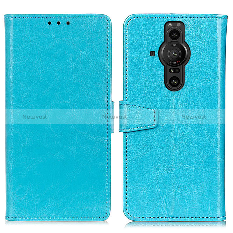 Leather Case Stands Flip Cover Holder A06D for Sony Xperia PRO-I Sky Blue