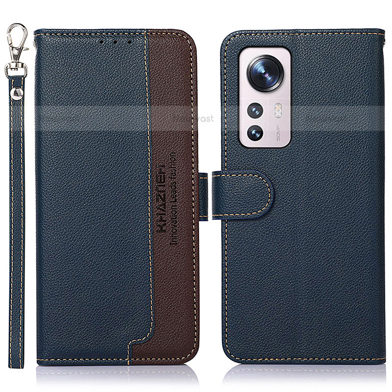 Leather Case Stands Flip Cover Holder A06D for Xiaomi Mi 12S 5G Blue