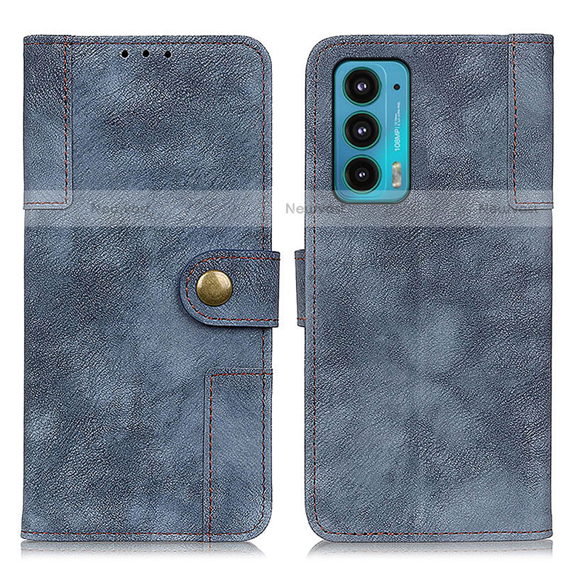 Leather Case Stands Flip Cover Holder A07D for Motorola Moto Edge 20 5G Blue