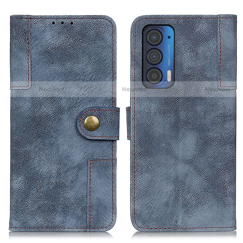 Leather Case Stands Flip Cover Holder A07D for Motorola Moto Edge (2021) 5G Blue