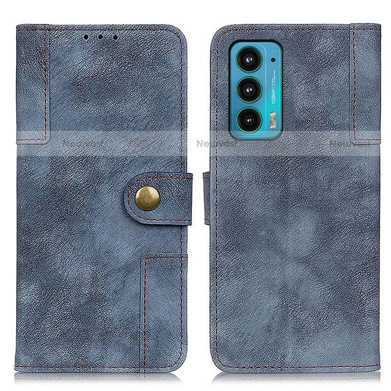 Leather Case Stands Flip Cover Holder A07D for Motorola Moto Edge Lite 5G Blue