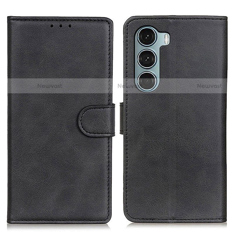 Leather Case Stands Flip Cover Holder A07D for Motorola Moto G200 5G Black