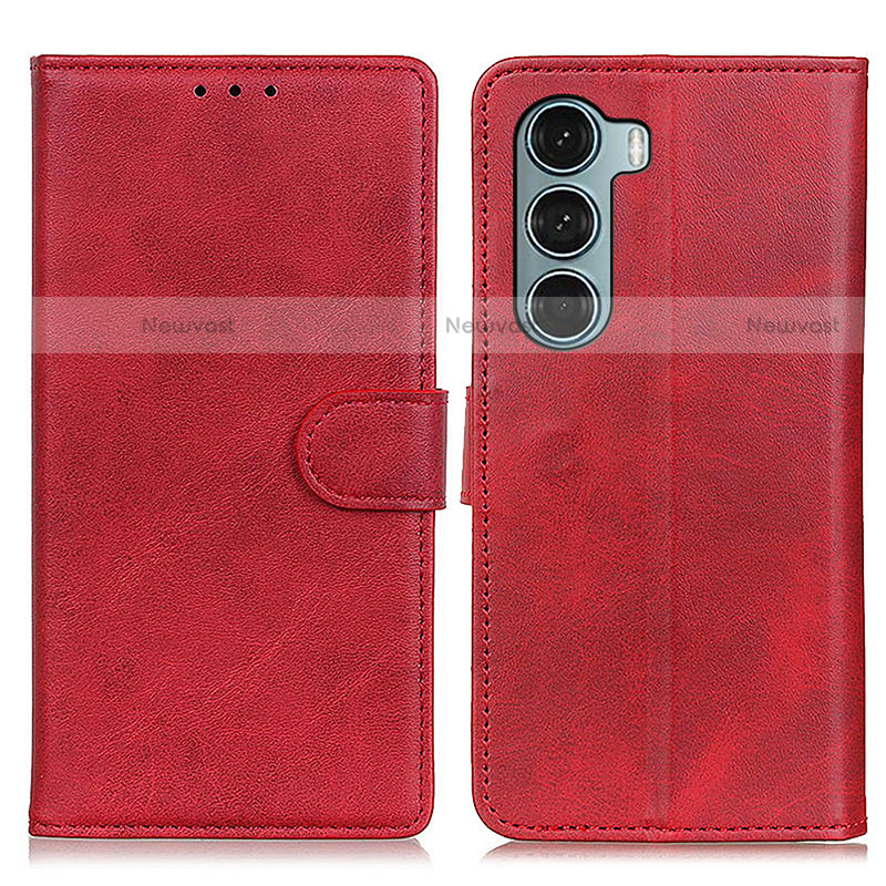 Leather Case Stands Flip Cover Holder A07D for Motorola Moto G200 5G Red