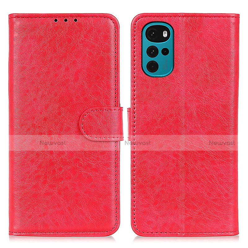 Leather Case Stands Flip Cover Holder A07D for Motorola Moto G22 Red