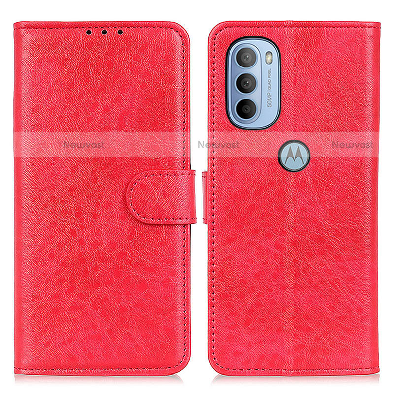 Leather Case Stands Flip Cover Holder A07D for Motorola Moto G31 Red