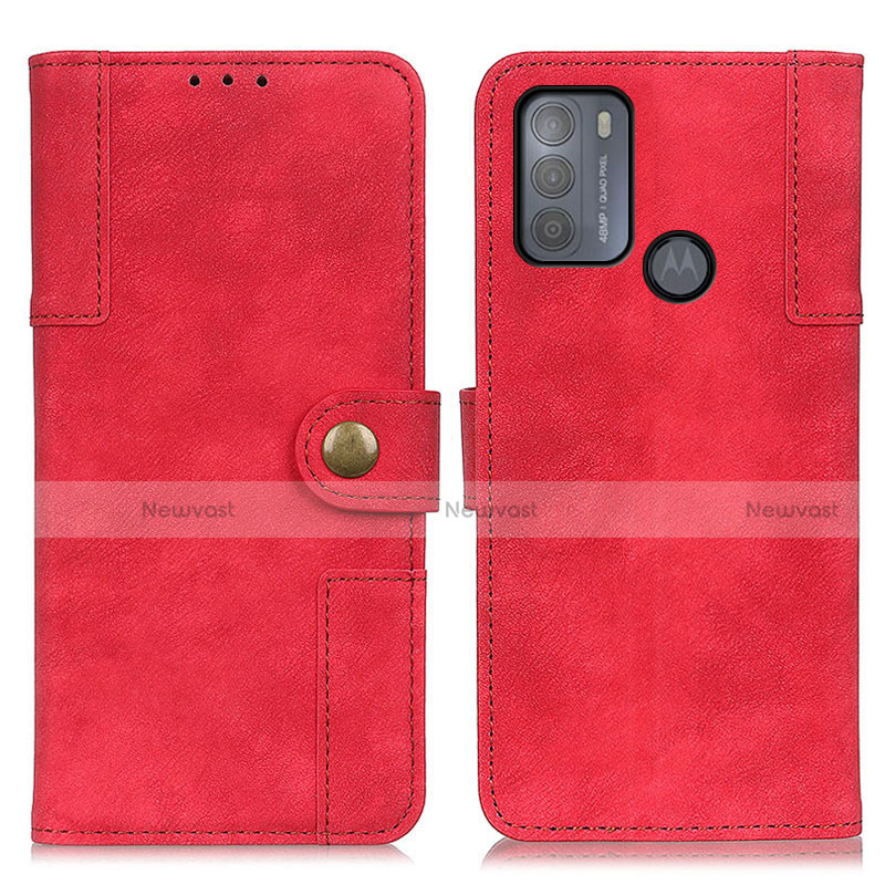 Leather Case Stands Flip Cover Holder A07D for Motorola Moto G50 Red