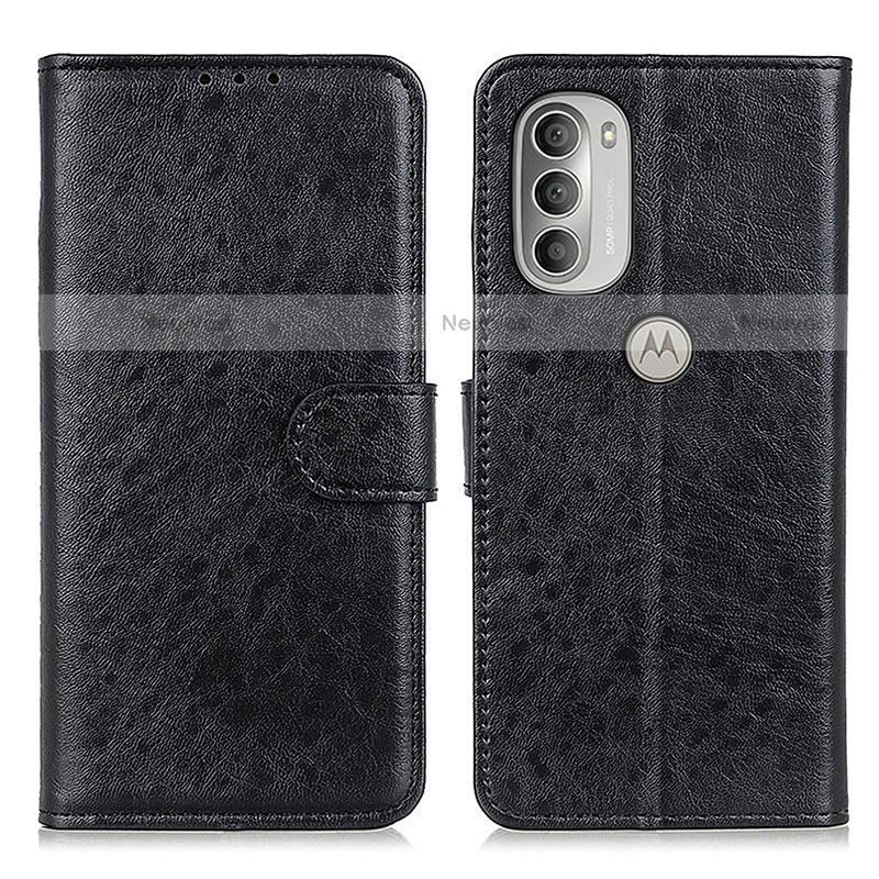 Leather Case Stands Flip Cover Holder A07D for Motorola Moto G51 5G Black