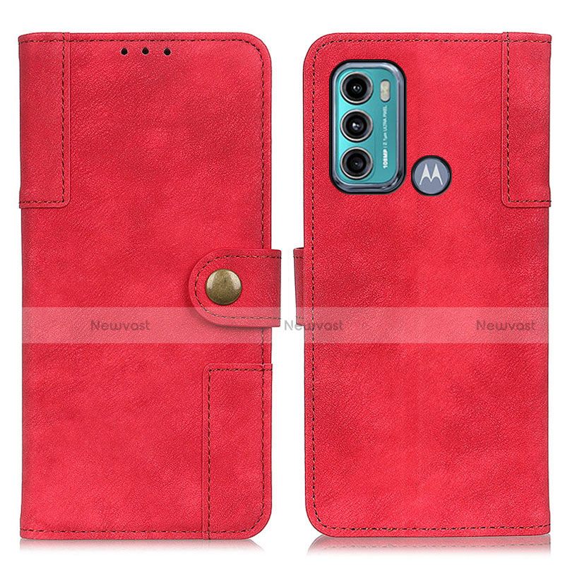 Leather Case Stands Flip Cover Holder A07D for Motorola Moto G60 Red