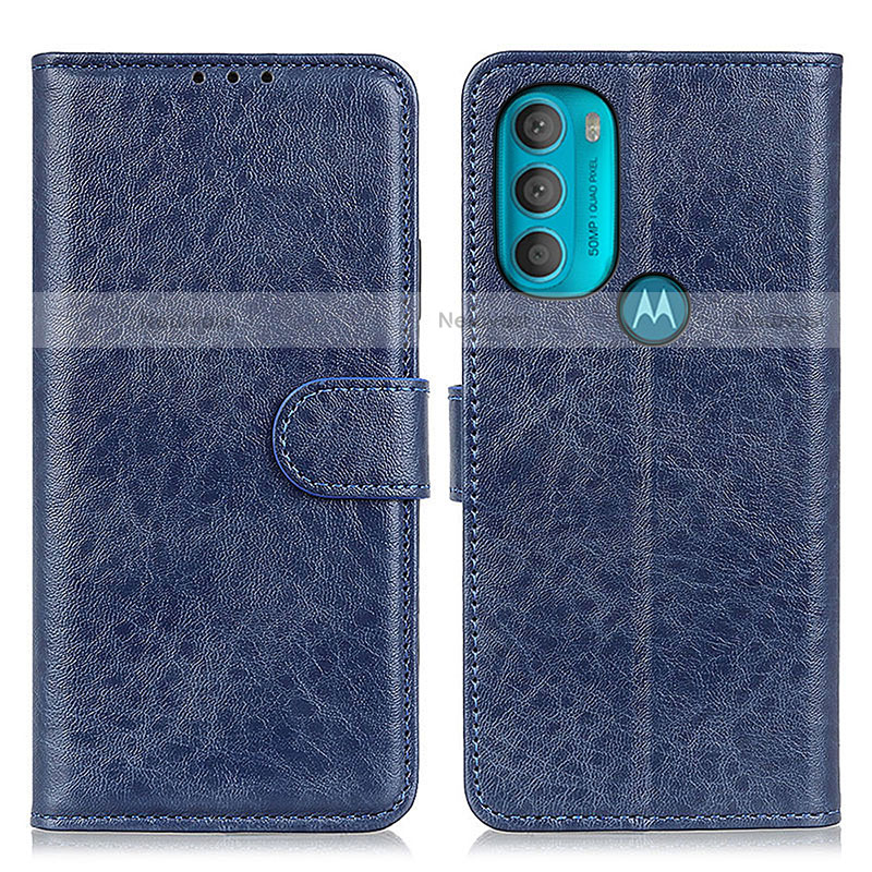 Leather Case Stands Flip Cover Holder A07D for Motorola Moto G71 5G Blue