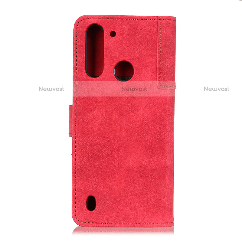 Leather Case Stands Flip Cover Holder A07D for Motorola Moto One Fusion Red