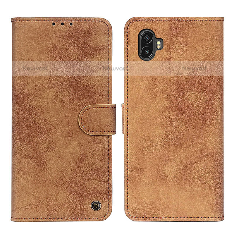 Leather Case Stands Flip Cover Holder A07D for Samsung Galaxy Xcover Pro 2 5G Brown