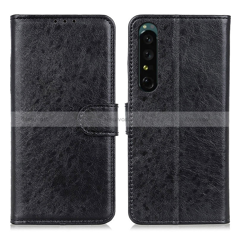 Leather Case Stands Flip Cover Holder A07D for Sony Xperia 1 V Black