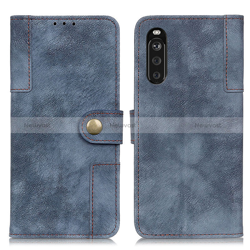 Leather Case Stands Flip Cover Holder A07D for Sony Xperia 10 III Blue