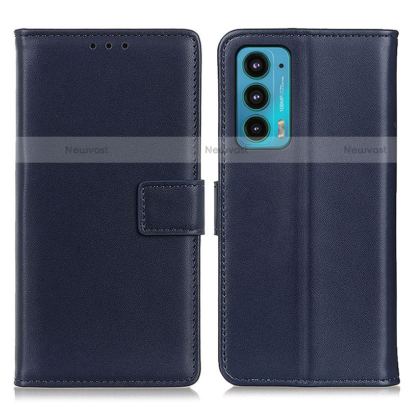 Leather Case Stands Flip Cover Holder A08D for Motorola Moto Edge 20 5G Blue