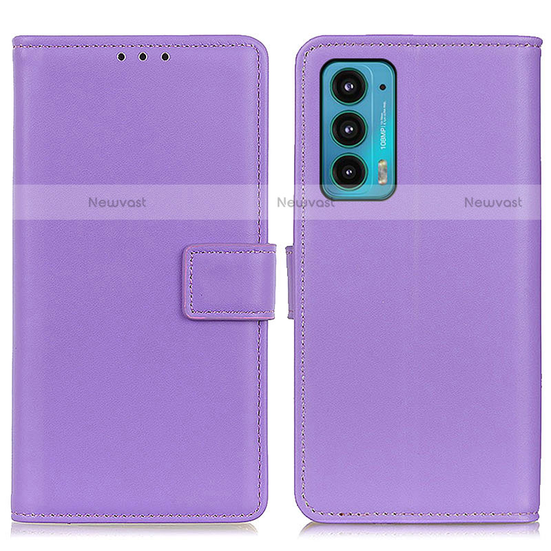 Leather Case Stands Flip Cover Holder A08D for Motorola Moto Edge Lite 5G Purple