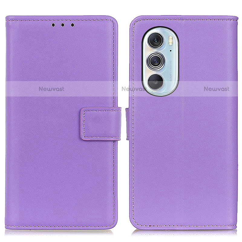 Leather Case Stands Flip Cover Holder A08D for Motorola Moto Edge Plus (2022) 5G Purple