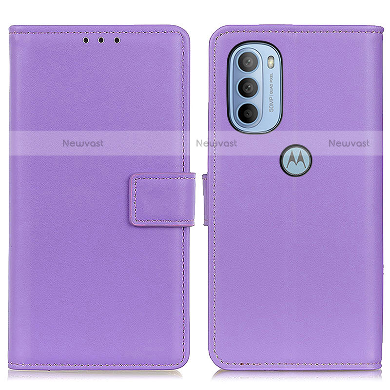 Leather Case Stands Flip Cover Holder A08D for Motorola Moto G31 Purple