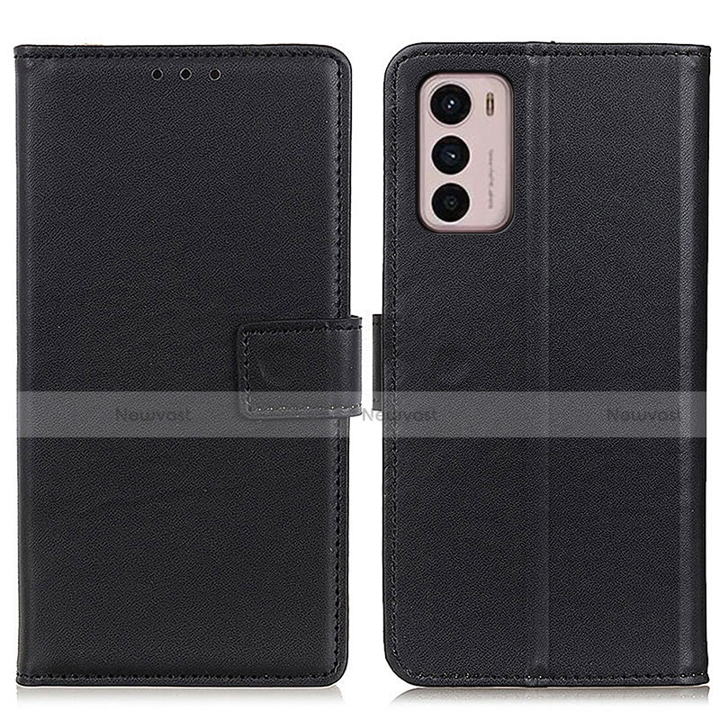 Leather Case Stands Flip Cover Holder A08D for Motorola Moto G42 Black