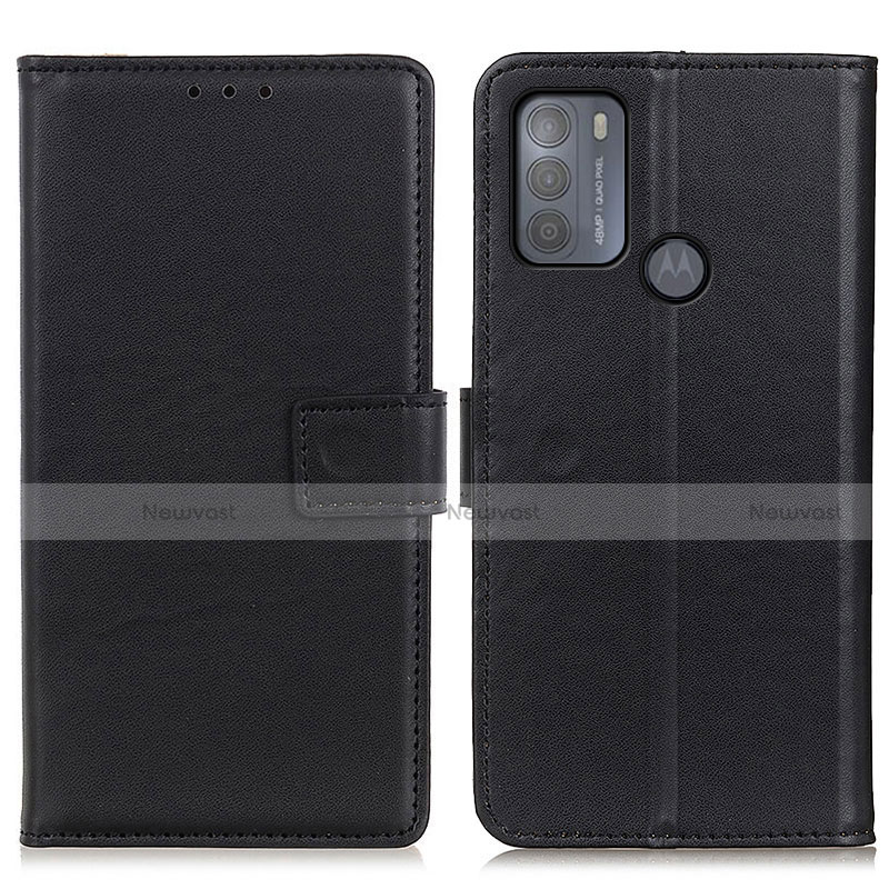 Leather Case Stands Flip Cover Holder A08D for Motorola Moto G50 Black