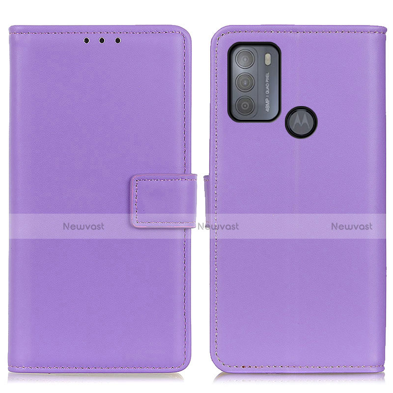 Leather Case Stands Flip Cover Holder A08D for Motorola Moto G50 Purple