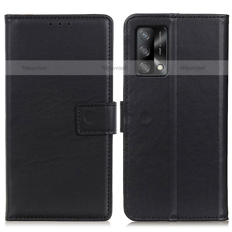 Leather Case Stands Flip Cover Holder A08D for Oppo A74 4G Black