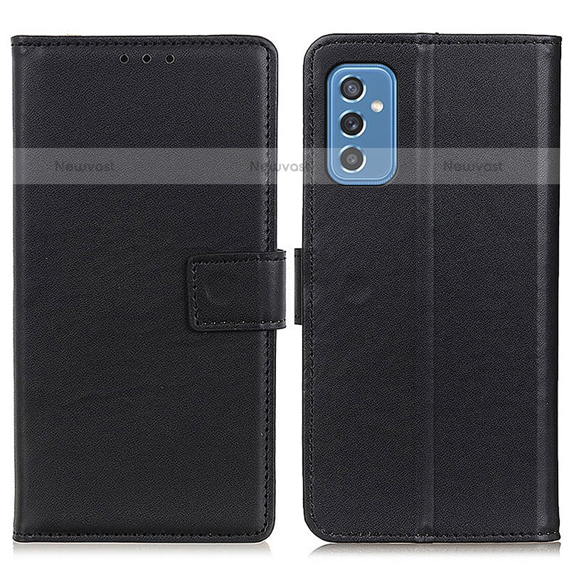 Leather Case Stands Flip Cover Holder A08D for Samsung Galaxy M52 5G Black