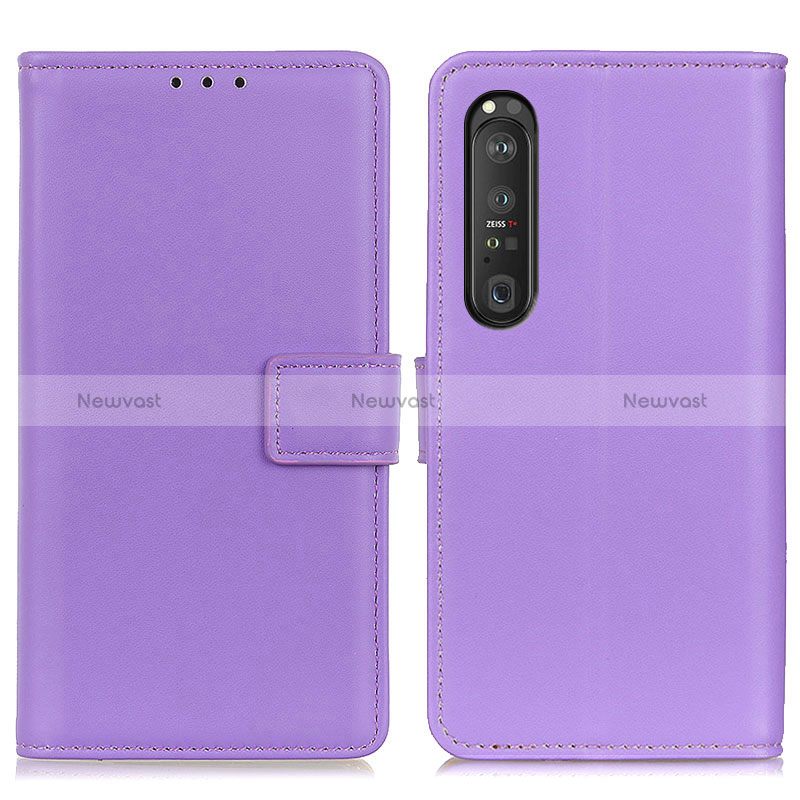 Leather Case Stands Flip Cover Holder A08D for Sony Xperia 1 III Purple