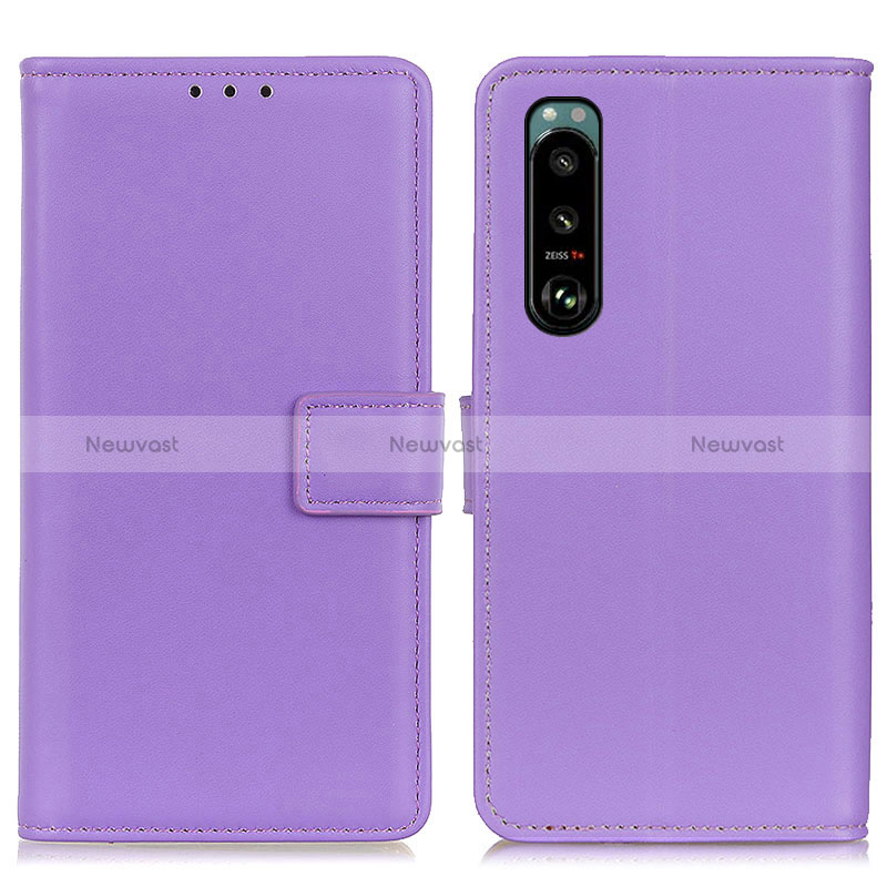 Leather Case Stands Flip Cover Holder A08D for Sony Xperia 5 III Purple