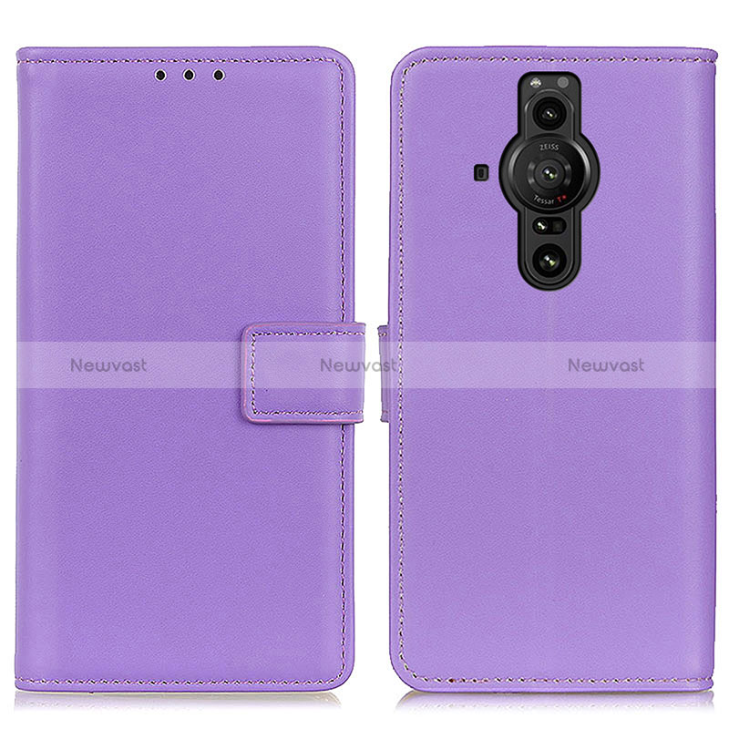 Leather Case Stands Flip Cover Holder A08D for Sony Xperia PRO-I Purple