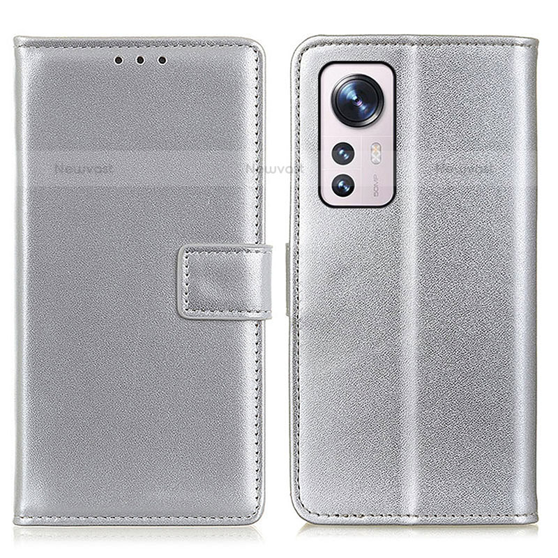 Leather Case Stands Flip Cover Holder A08D for Xiaomi Mi 12S 5G Silver