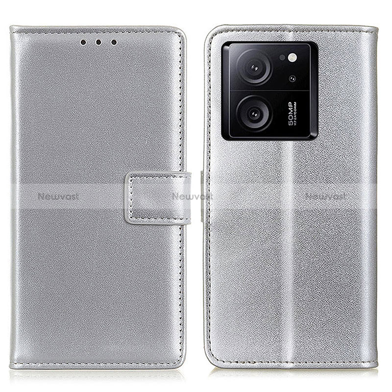 Leather Case Stands Flip Cover Holder A08D for Xiaomi Mi 13T 5G Silver