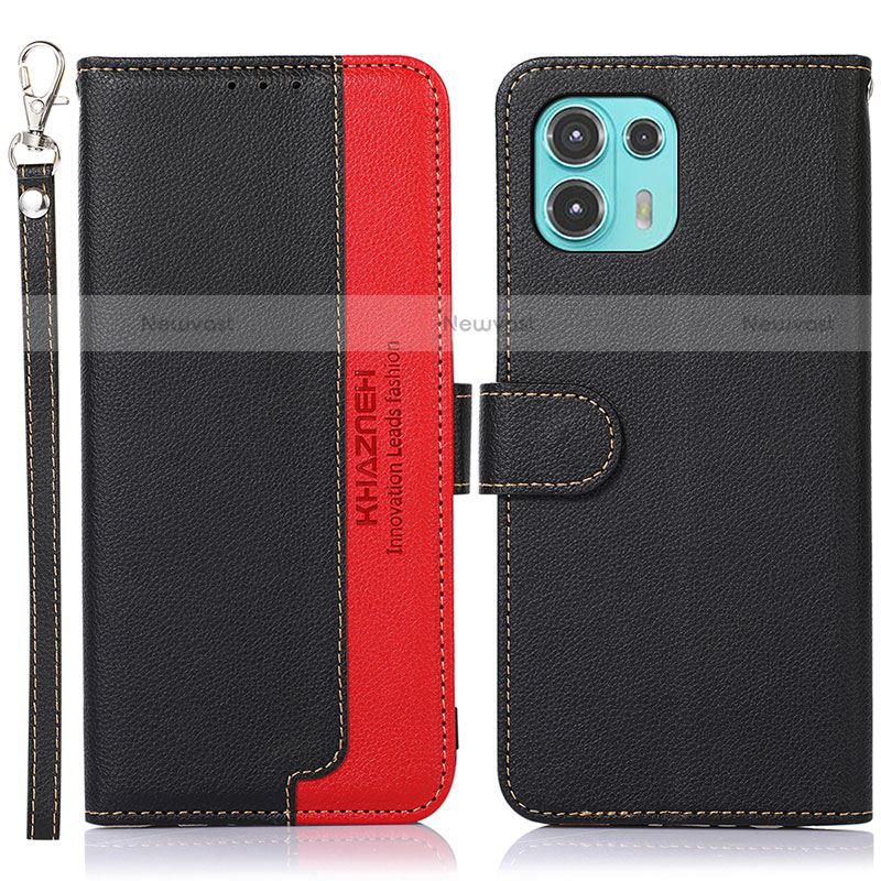 Leather Case Stands Flip Cover Holder A09D for Motorola Moto Edge 20 Lite 5G Black