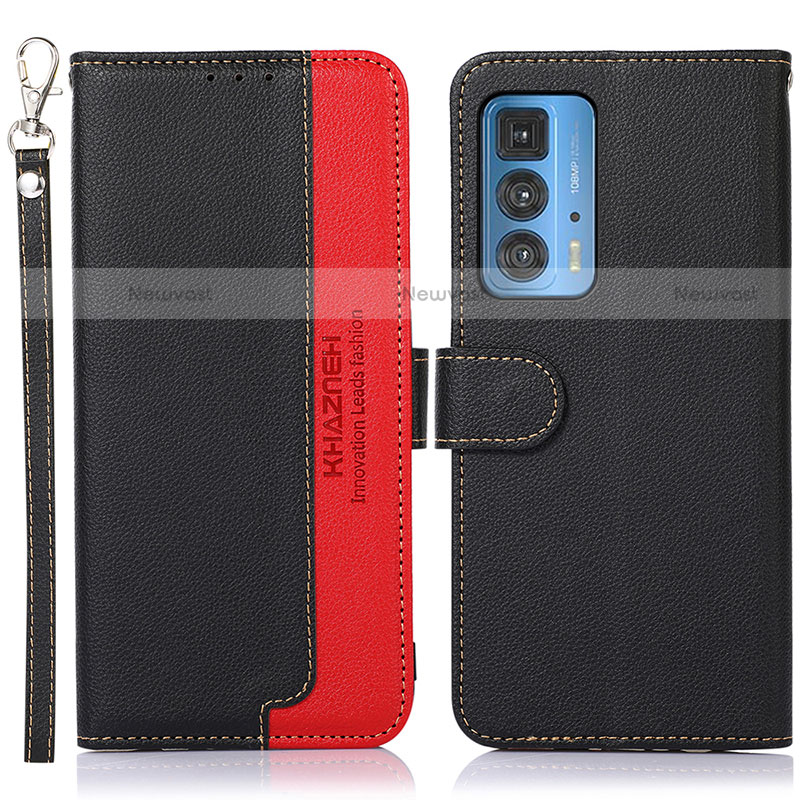 Leather Case Stands Flip Cover Holder A09D for Motorola Moto Edge 20 Pro 5G Black