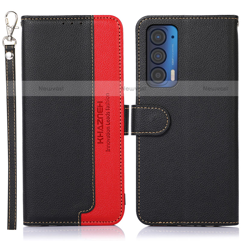 Leather Case Stands Flip Cover Holder A09D for Motorola Moto Edge (2021) 5G Black
