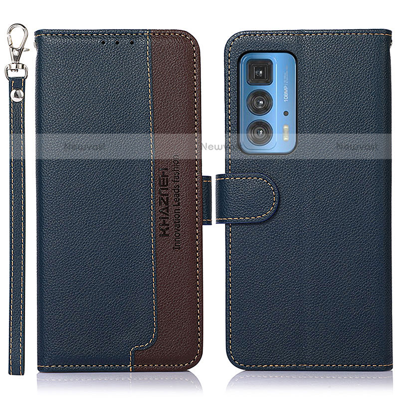 Leather Case Stands Flip Cover Holder A09D for Motorola Moto Edge S Pro 5G Blue